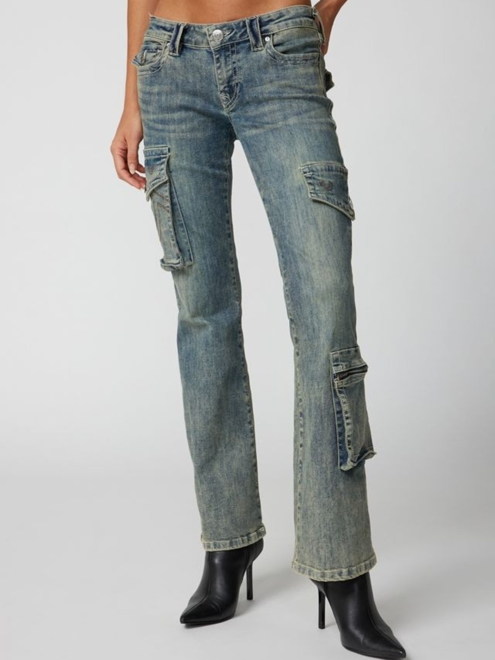 True Religion Washed Green Straight-Leg Cargo Jeans